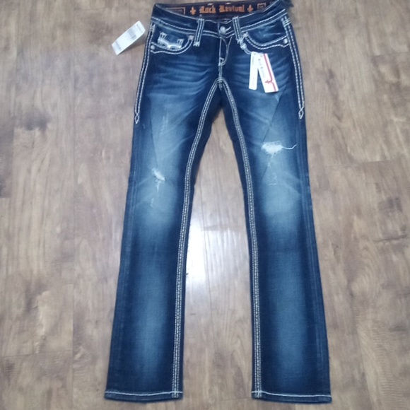 Rock Revival Women's 26 Dark Wash Straight Jeans NWT DEFECT - Picture 4 of 16